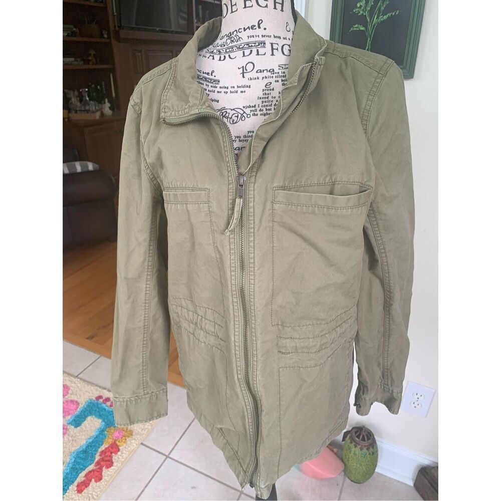 J Crew Utility Jacket Green Canvas Cotton